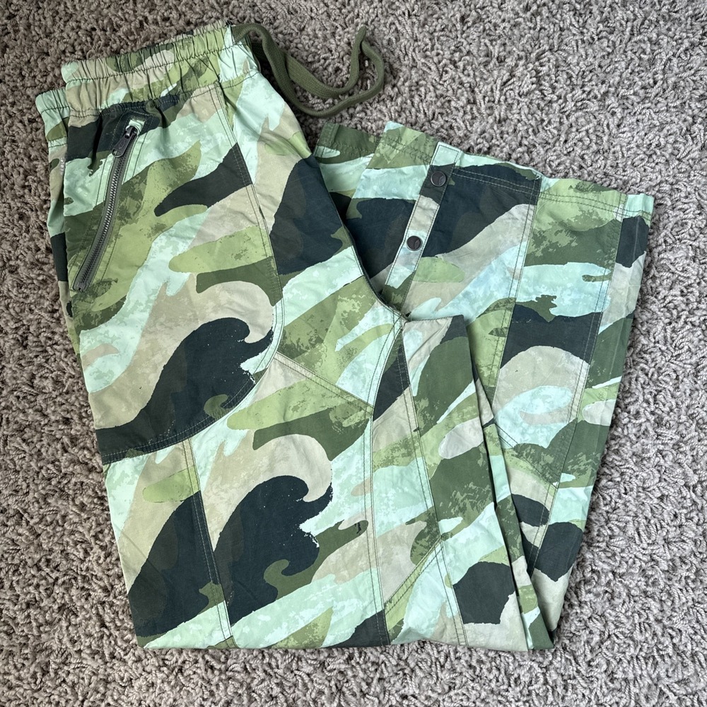 Free People Movement Camo Stadium Pants Size L Green Wide Leg Cargo